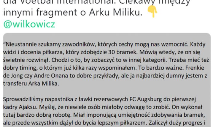 Dyrektor sportowy Ajaksu zdradził, z którego transferu jest najbardziej dumny!